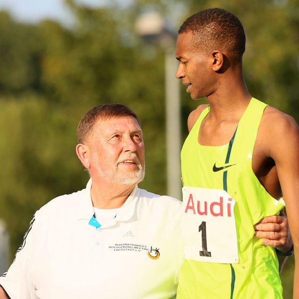 Peter Schramm mit Olympiasieger Mutaz Essa Barshim (Foto: Neuthe)