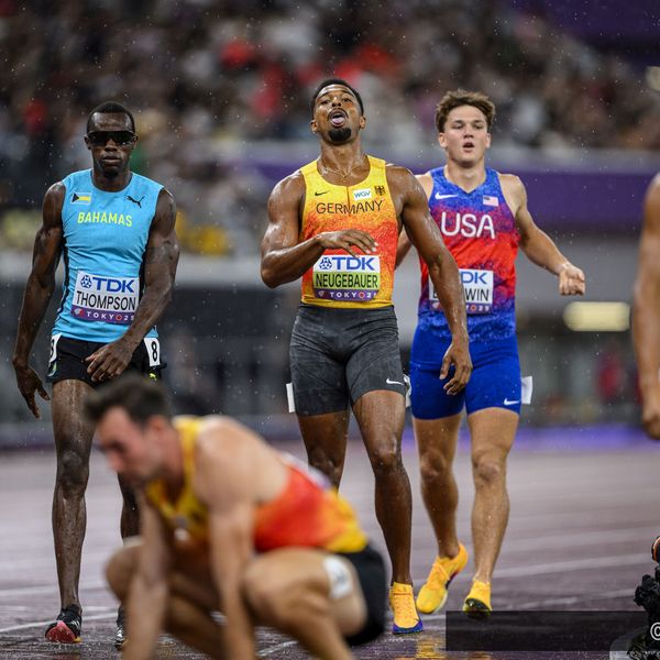 Nach zehn Disziplinen überquert Leo Neugebauer (VfB Stuttgart 1893) zum letzten Mal die Ziellinie 